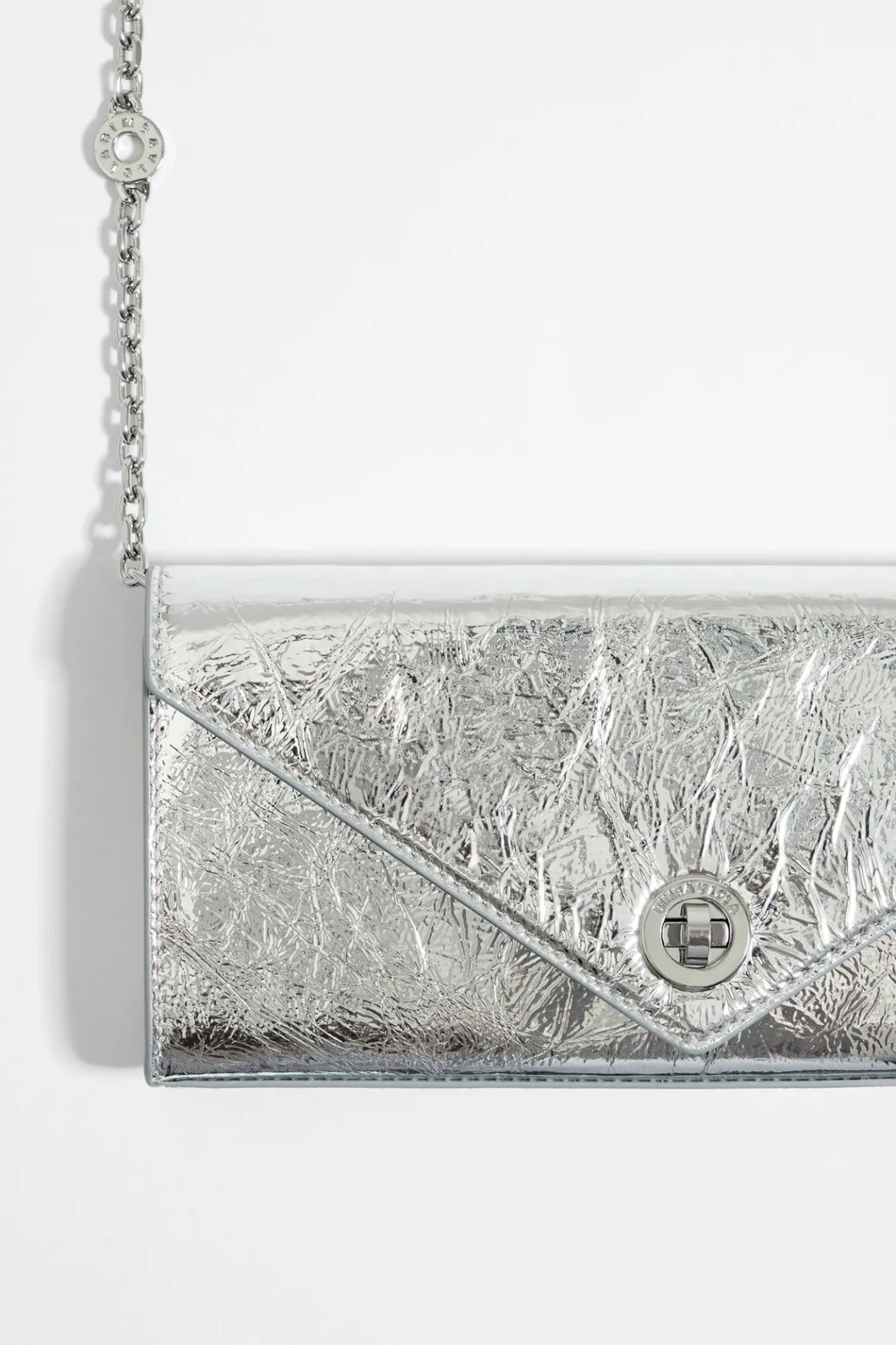 Mujer BIMBA Y LOLA Piel<Bolso Solapa Mini Piel Plata