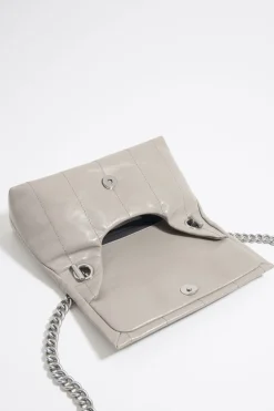 Mujer BIMBA Y LOLA Bolsos Piel<Bolso Solapa Pequeno Piel Gris Verdoso