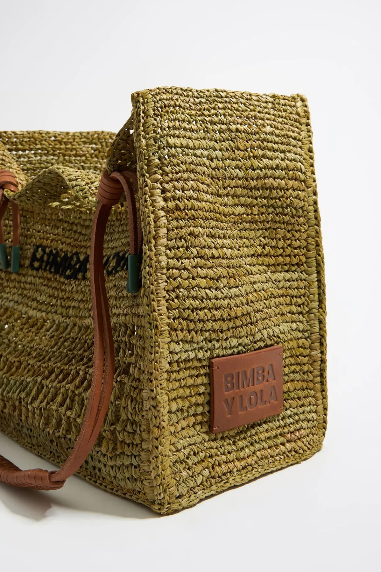 Mujer BIMBA Y LOLA Bolsos De Hombro<Bolso Tote Grande Rafia Caqui