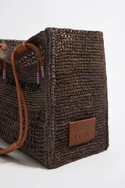 Mujer BIMBA Y LOLA Bolsos De Hombro<Bolso Tote Grande Rafia Chocolate