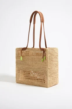 Mujer BIMBA Y LOLA Bolsos De Hombro<Bolso Tote Grande Rafia Natural