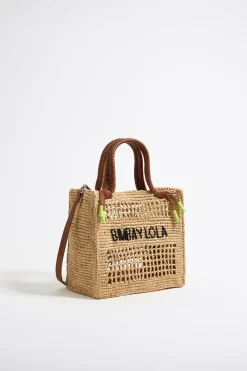 Mujer BIMBA Y LOLA Bolsos Bandolera<Bolso Tote Pequeno Rafia Natural