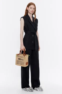 Mujer BIMBA Y LOLA Bolsos Bandolera<Bolso Tote Pequeno Rafia Natural