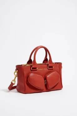 Mujer BIMBA Y LOLA Bolsos Pocket<Bolso Tote Pocket Mediano Piel Naranja Quemado