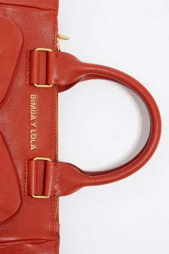 Mujer BIMBA Y LOLA Bolsos Pocket<Bolso Tote Pocket Mediano Piel Naranja Quemado