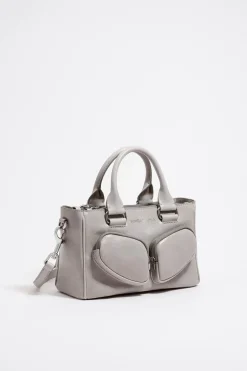 Mujer BIMBA Y LOLA Bolsos Pocket<Bolso Tote Pocket Mediano Piel Gris