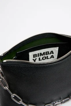 Mujer BIMBA Y LOLA Bolsos Piel<Bolso Trapecio Mediano Piel Negro