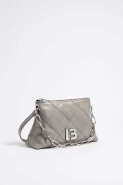 Mujer BIMBA Y LOLA Bolsos Piel<Bolso Trapecio Pequeno Piel Gris Verdoso