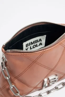 Mujer BIMBA Y LOLA Bolsos Piel<Bolso Trapecio Pequeno Piel Rosa Empolvado