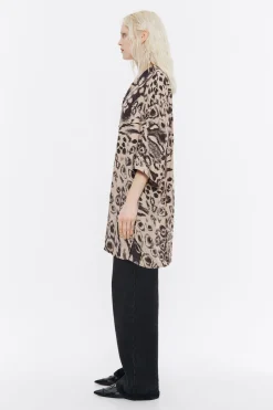 Mujer BIMBA Y LOLA Total Look<Camisa Oversize Fluida Animal Mix Camel