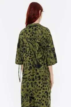 Mujer BIMBA Y LOLA Total Look<Camisa Oversize Lino Animal Mix Verde