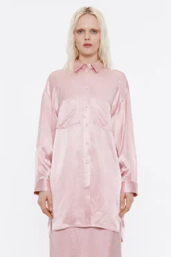 Mujer BIMBA Y LOLA Camisas<Camisa Oversize Saten Rosa