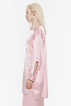 Mujer BIMBA Y LOLA Total Look<Camisa Oversize Saten Rosa