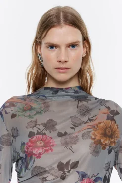 Mujer BIMBA Y LOLA Camisetas<Camiseta Ajustada Tul Canary Caqui