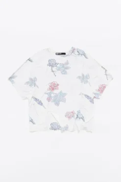 Mujer BIMBA Y LOLA Camisetas<Camiseta Boxy Viscosa Birds Marfil