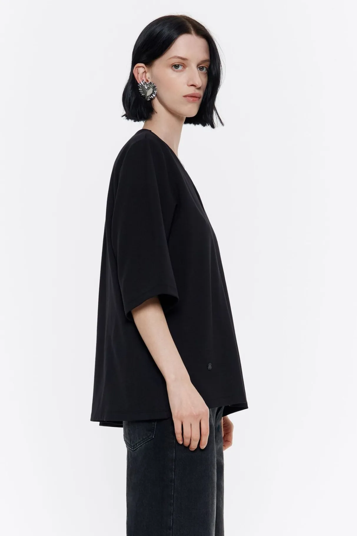 Mujer BIMBA Y LOLA Camisetas<Camiseta Capa Punto Roma Negra