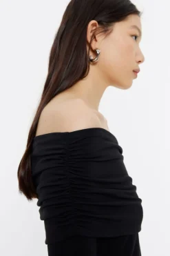 Mujer BIMBA Y LOLA Camisetas<Camiseta Hombros Descubiertos Negra