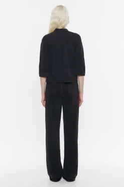 Mujer BIMBA Y LOLA Camisetas<Camiseta Hombros Fruncidos Negro Lavado