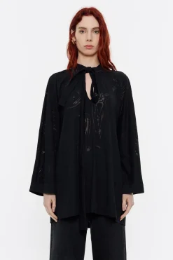 Mujer BIMBA Y LOLA Camisetas<Camiseta Larga Mirrors Devore Negra