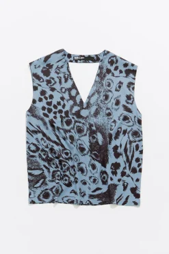 Mujer BIMBA Y LOLA Camisetas<Camiseta Recta Algodon Animal Mix Azul