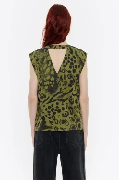 Mujer BIMBA Y LOLA Camisetas<Camiseta Recta Animal Mix Verde