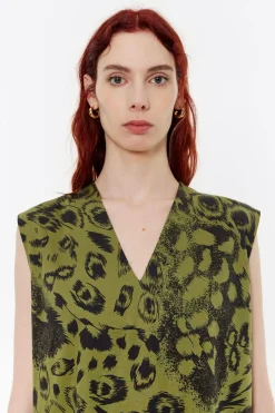 Mujer BIMBA Y LOLA Camisetas<Camiseta Recta Animal Mix Verde