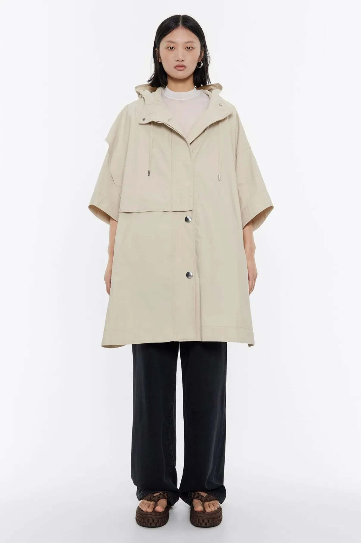 Mujer BIMBA Y LOLA Gabardinas Y Chaquetas<Capa Oversize Algodon Piedra