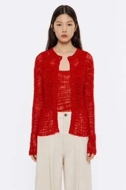 Mujer BIMBA Y LOLA Punto<Cardigan Ajustado Punto Rojo