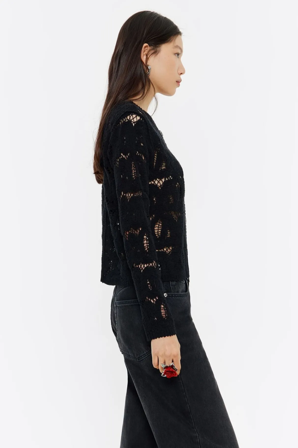 Mujer BIMBA Y LOLA Punto<Cardigan Algodon Jacquard Negro