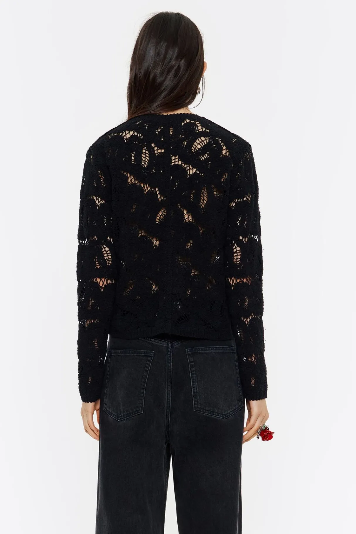 Mujer BIMBA Y LOLA Punto<Cardigan Algodon Jacquard Negro