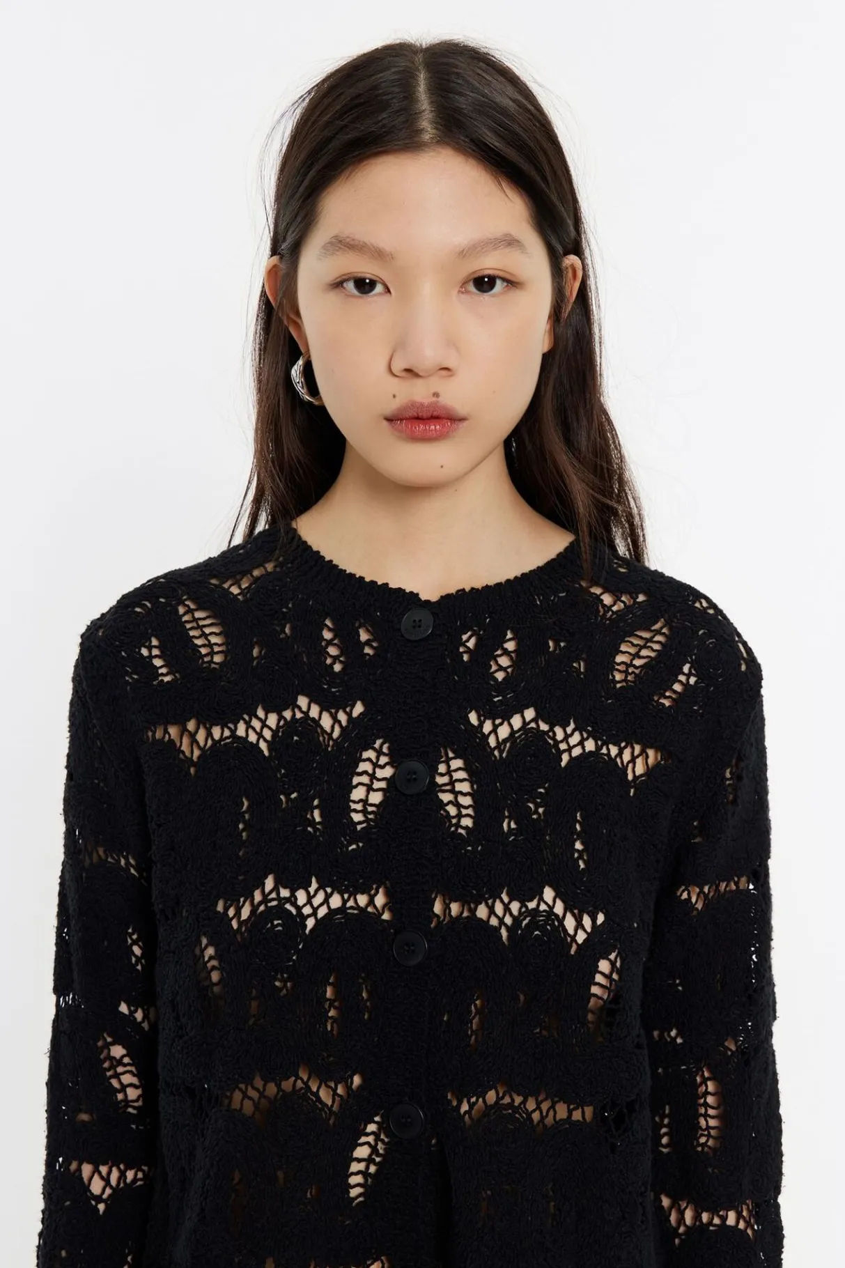 Mujer BIMBA Y LOLA Punto<Cardigan Algodon Jacquard Negro