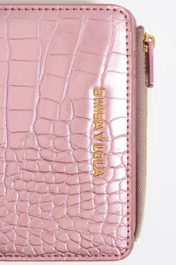 Mujer BIMBA Y LOLA Carteras Y Monederos<Cartera Grabado Cocodrilo Rosa Claro
