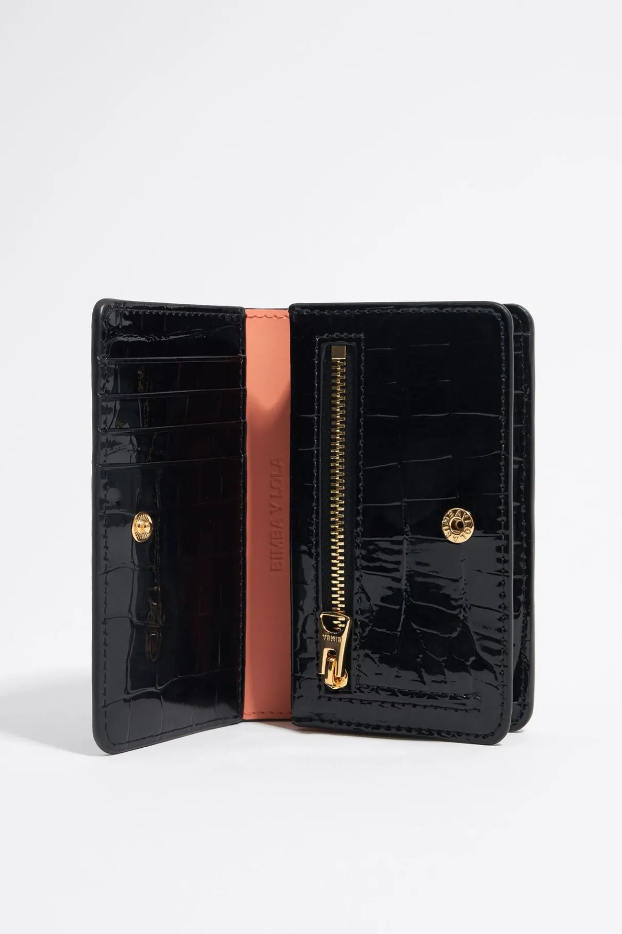 Mujer BIMBA Y LOLA Carteras Y Monederos<Cartera Solapa Grabado Cocodrilo Negra