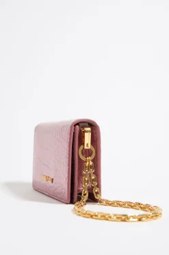 Mujer BIMBA Y LOLA Carteras Y Monederos<Cartera Solapa Grabado Cocodrilo Rosa Claro