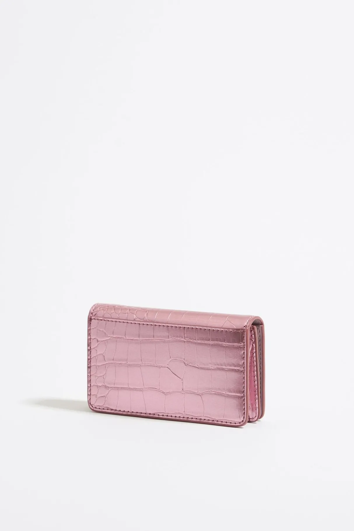 Mujer BIMBA Y LOLA Carteras Y Monederos<Cartera Solapa Grabado Cocodrilo Rosa Claro