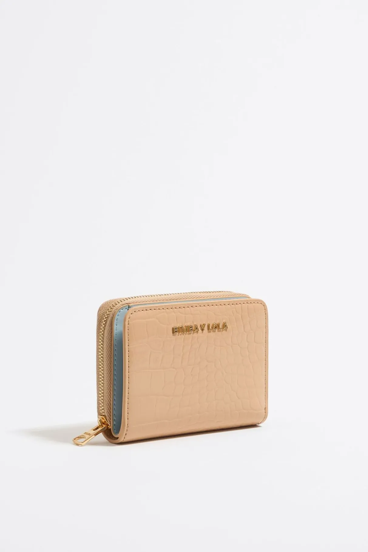 Mujer BIMBA Y LOLA Carteras Y Monederos<Cartera Solapa Grabado Cocodrilo Arena