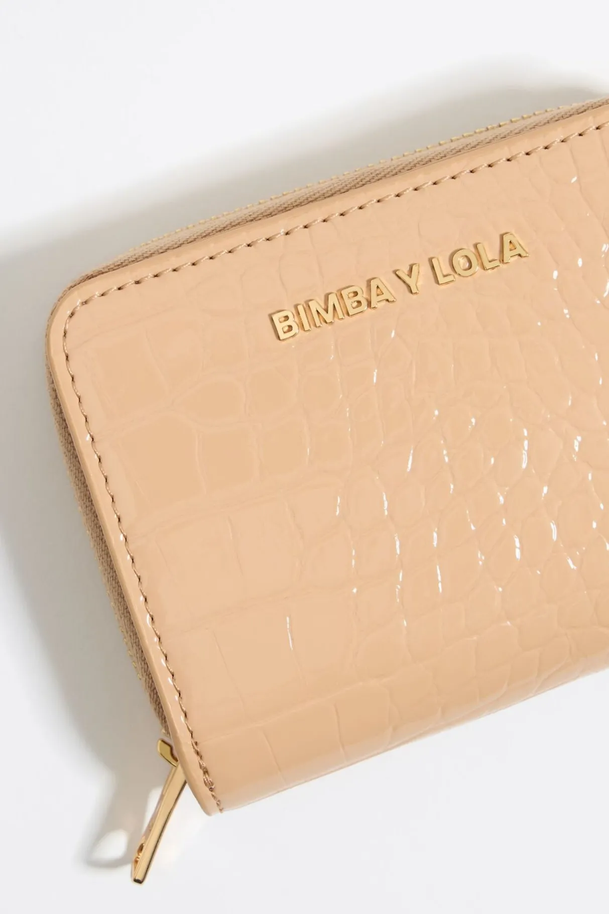 Mujer BIMBA Y LOLA Carteras Y Monederos<Cartera Solapa Grabado Cocodrilo Arena