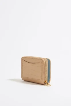 Mujer BIMBA Y LOLA Carteras Y Monederos<Cartera Solapa Grabado Cocodrilo Arena