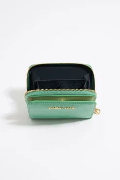 Mujer BIMBA Y LOLA Carteras Y Monederos<Cartera Solapa Grabado Cocodrilo Verde