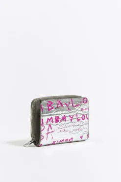 Mujer BIMBA Y LOLA Carteras Y Monederos<Cartera Solapa Grabado Cocodrilo Plata