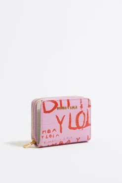 Mujer BIMBA Y LOLA Carteras Y Monederos<Cartera Solapa Grabado Cocodrilo Rosa