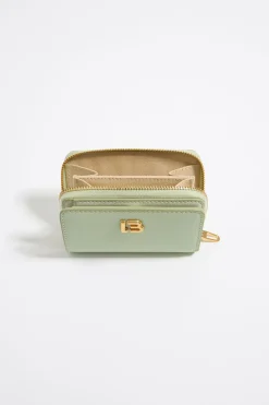 Mujer BIMBA Y LOLA Piel<Cartera Solapa Piel Verde Pastel