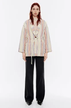 Mujer BIMBA Y LOLA Gabardinas Y Chaquetas<Cazadora Acolchada Algodon Rayas Arena