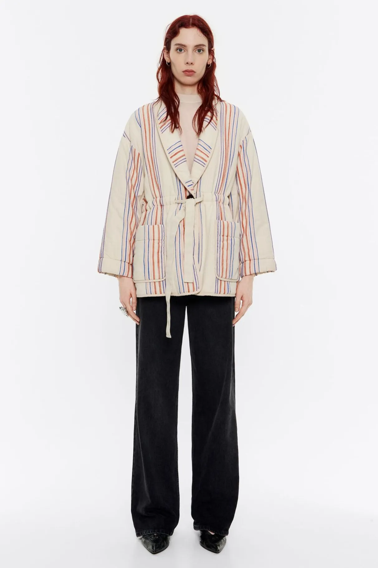 Mujer BIMBA Y LOLA Gabardinas Y Chaquetas<Cazadora Acolchada Algodon Rayas Arena