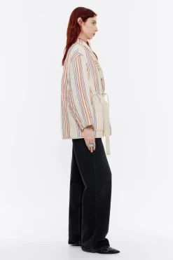 Mujer BIMBA Y LOLA Gabardinas Y Chaquetas<Cazadora Acolchada Algodon Rayas Arena