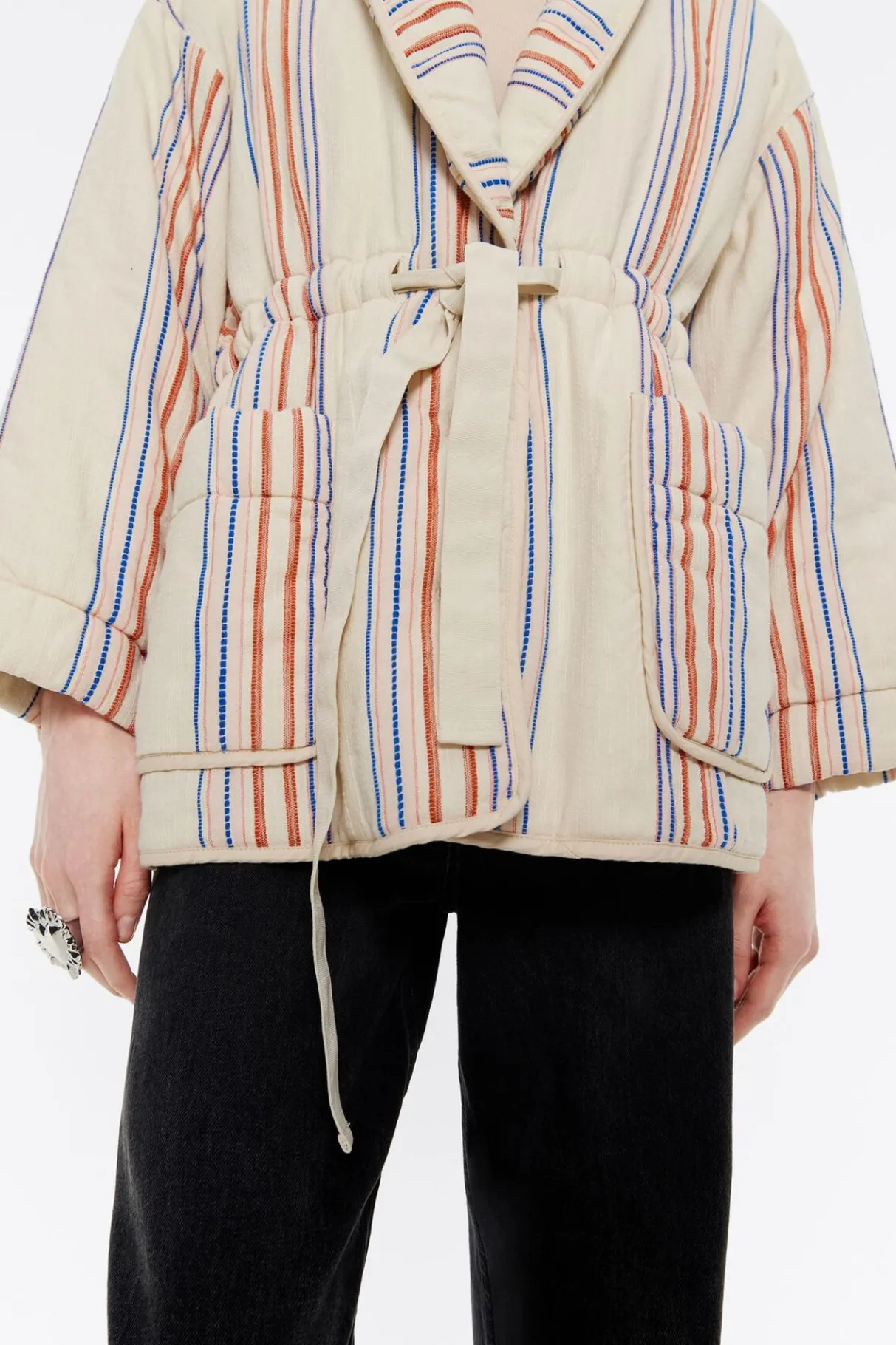 Mujer BIMBA Y LOLA Gabardinas Y Chaquetas<Cazadora Acolchada Algodon Rayas Arena