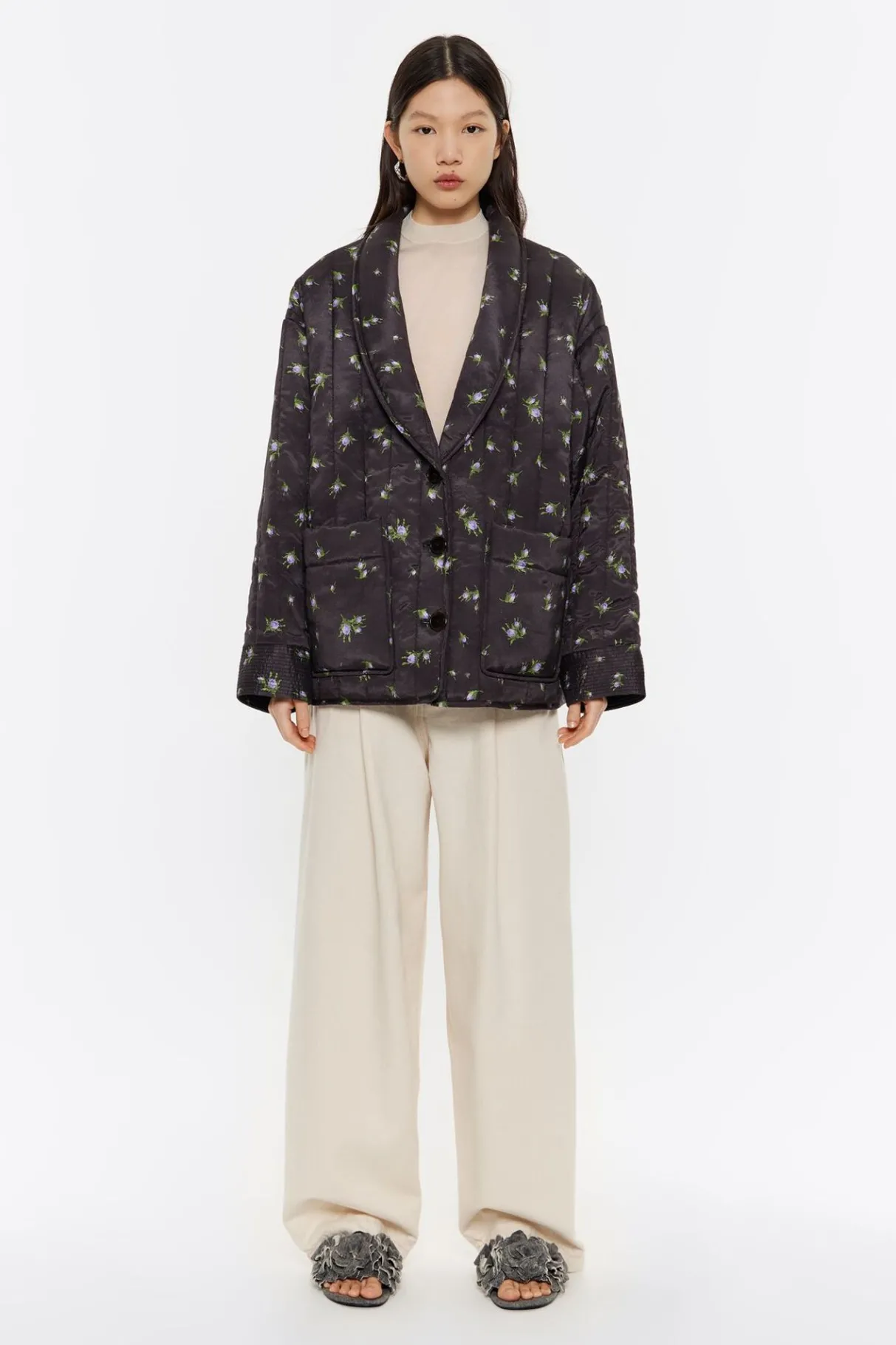 Mujer BIMBA Y LOLA Total Look<Cazadora Acolchada Flowers Negra