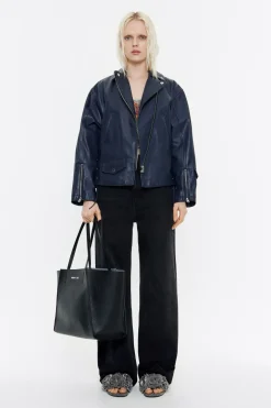 Mujer BIMBA Y LOLA Piel<Cazadora Biker Piel Azul Oscuro