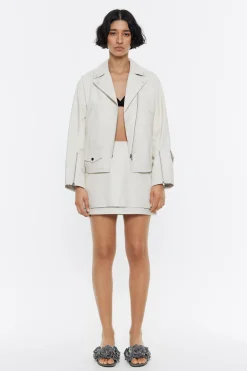 Mujer BIMBA Y LOLA Total Look<Cazadora Biker Piel Gris Hielo