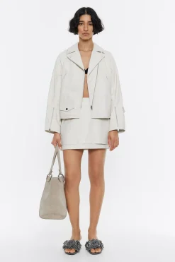 Mujer BIMBA Y LOLA Total Look<Cazadora Biker Piel Gris Hielo